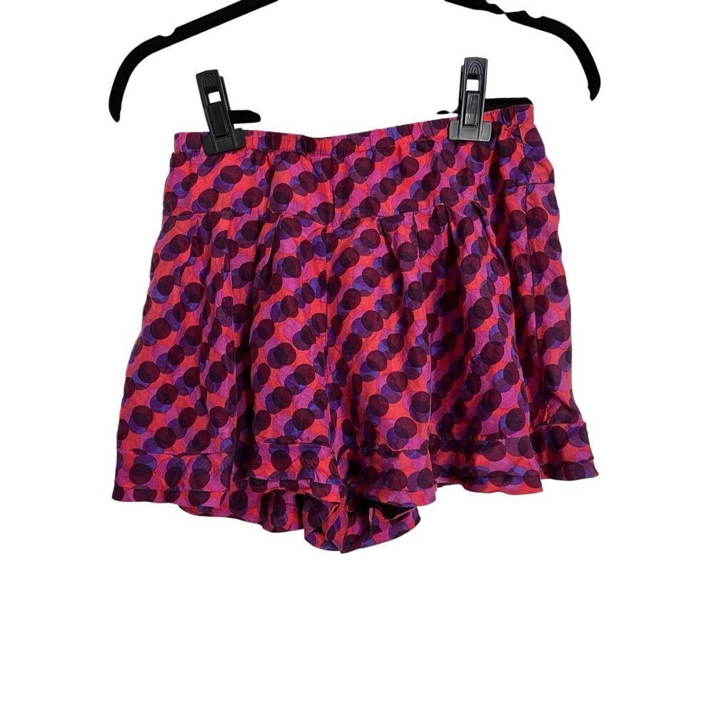 Nanette Lepore Shorts Womens Size 4 Pink Purple Silk Polka Dot High Rise Flowy